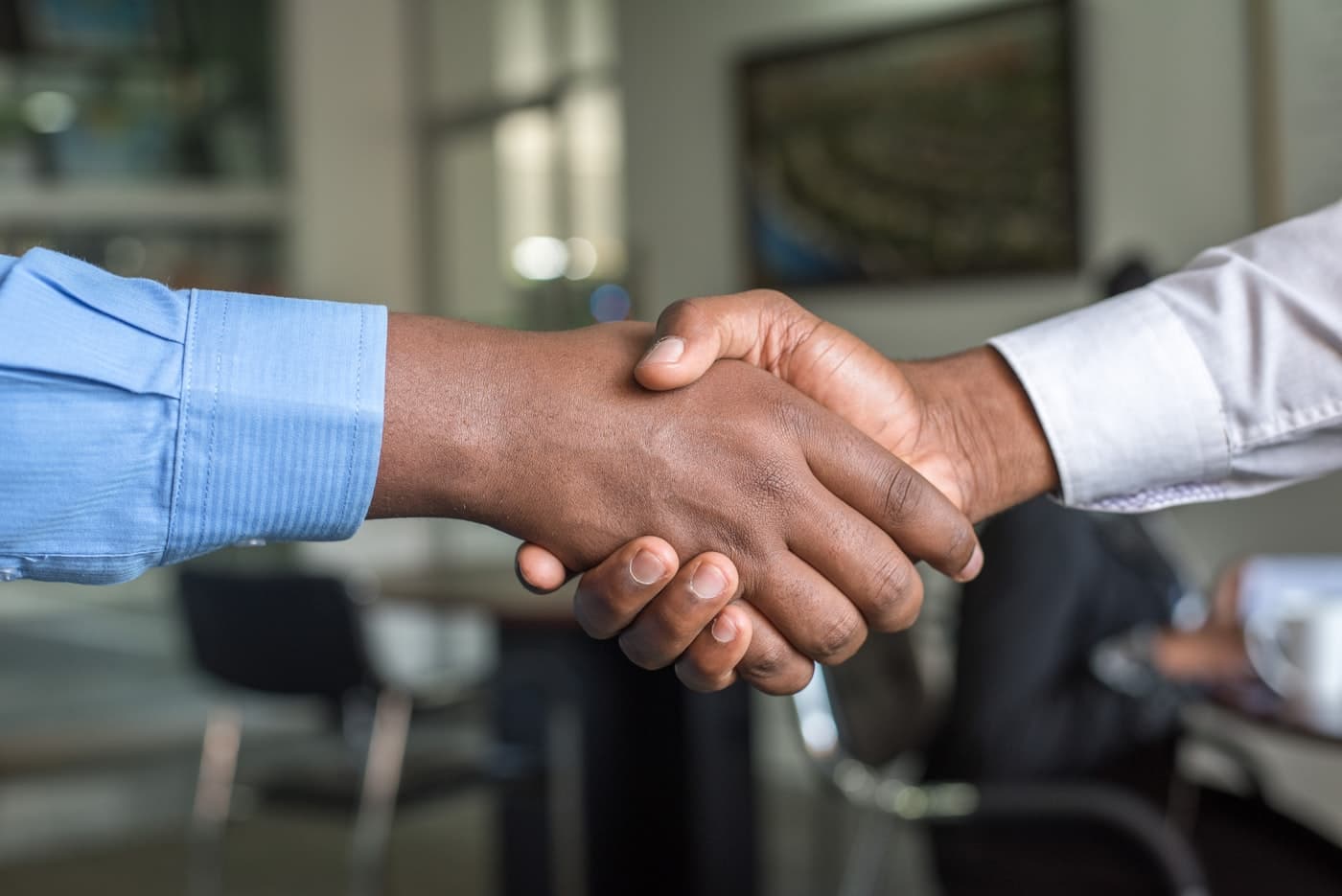Two people meeting in an office